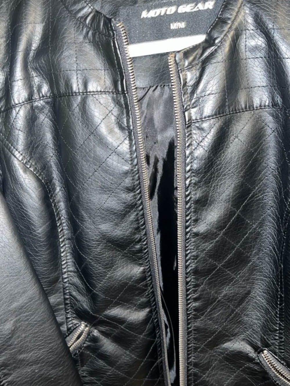 MOTO GEAR Black Faux Leather Zip Jacket